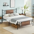 thumbnail image 2 of CREATIVE HOBBIES Full Size Bed Frame with Rustic Vintage Wood Headboard and Footboard, Industrial Platform Mattress,No Box Spring Needed, 2 of 9