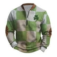 thumbnail image 1 of Panties for Women St Patricks Day Shamrock Patch Chest Print 1/4 Zip Sweatshirt 2XL Multicolor, 1 of 5