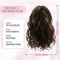 thumbnail image 2 of Ponytail Extension, Claw Clip in Ponytail Hair Extensions 10 Inch Short Curly Ponytail Natural Wavy Synthetic Hairpiece for Women Daily Use - Black Brown with highlights, 2 of 6