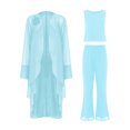 thumbnail image 6 of inlzdz Womens Chiffon Pant Suits 3 Piece Mother of The Bride Wedding Outfit Evening Cocktail Party Suit 04 Light Blue XXL, 6 of 7
