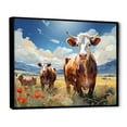 thumbnail image 2 of Designart "Grazers Geometric Cattle Pastoral art painting I" Animals Floater Framed Wall Art Living Room, 2 of 7