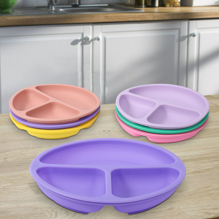  WeeSprout Suction Plates with Lids for Babies & Toddlers - 100%  Silicone, Dinnerware Stays Put, Divided Design for Picky Eaters, Microwave  & Dishwasher Friendly, 3 Pack : Baby