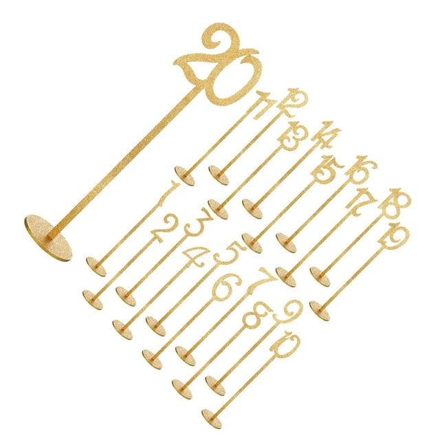 Guardoinrt Decorative Wooden Table Numbers Easy To Read Weddings Events And Parties Table Number Signs For Events Wedding Classroom 20 pcs Golden 8.7x35cm