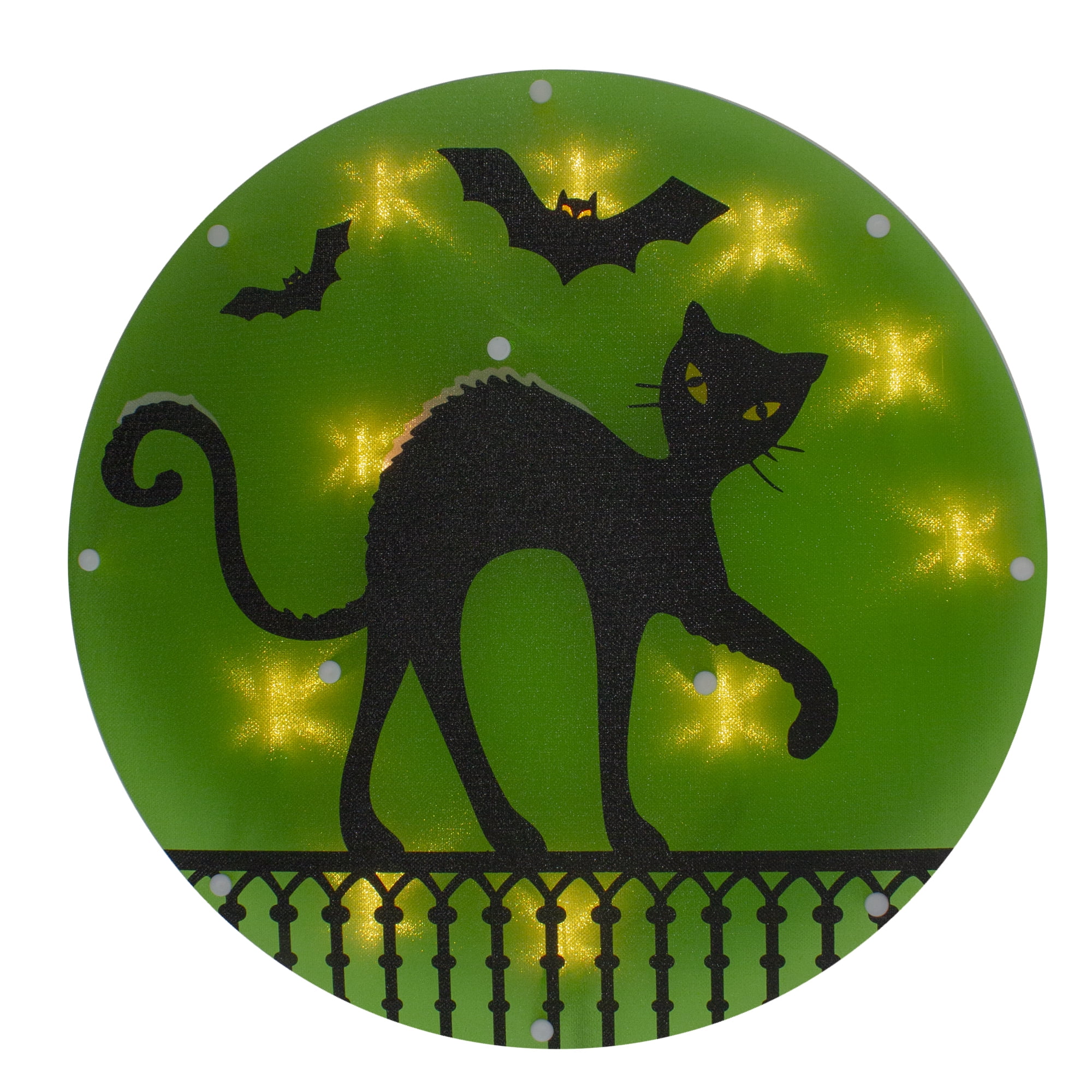 12" Battery Operated LED Lighted Black Cat Halloween Window Silhouette w 