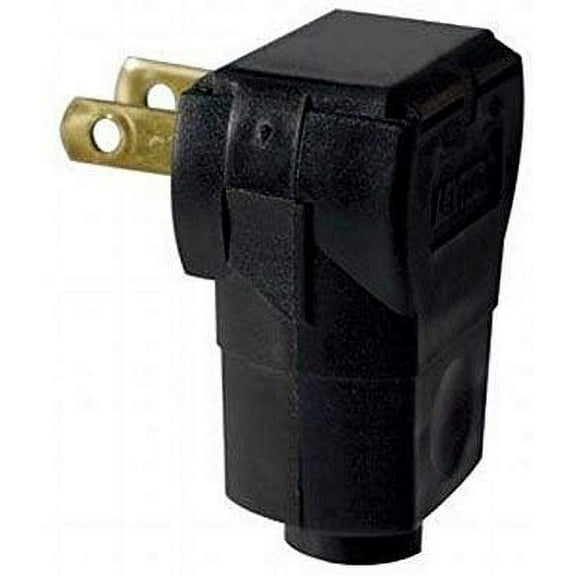 Leviton C25-101AN-00E Black Residential Grade Straight Blade Angle Plug