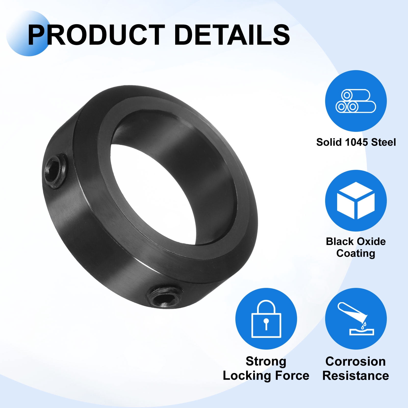 Uxcell 4pack Set-Screw Collars 25mm Bore, 1045 Steel Shaft Collars, 38mm OD, 12mm Width Axle Collar Clamp for Linear Rod Shaft Guide