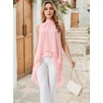 thumbnail image 2 of DARING DIVA Women's Tie Back High Low Mock Neck Blouse Tops S Pink, 2 of 8