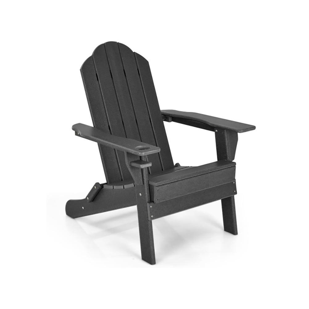 Aimee Lii Foldable Weather Resistant Patio Chair with Built-in Cup Holder, Outdoor Patio Furniture, Black
