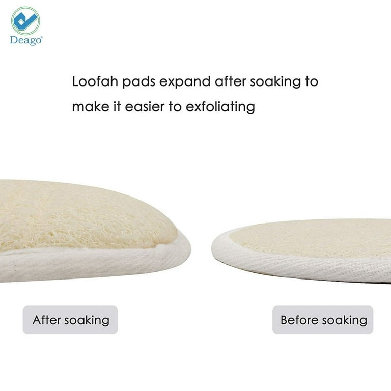 Deago 4 Packs Exfoliating Loofah Sponge Pads, Natural Loofa Sponge Scrubber  Body Glove Close Skin for Men and Women,Perfect for Bath Spa and Shower 