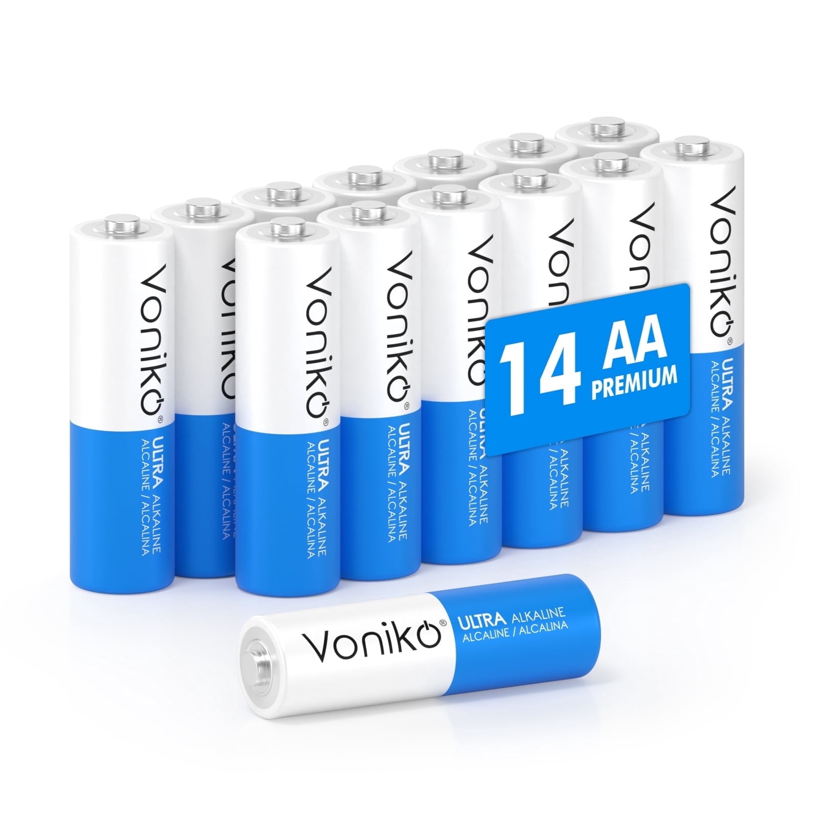 Voniko Long-Lasting Alkaline AA Batteries, 14 Pack, 1.5 Volt