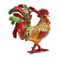 thumbnail image 4 of Caja de baratijas con bisagras en forma de gallo, organizador de joyas, figura de animal para coleccionar, guardar collares, decoración de escritorio Rojo Verde, 4 of 8