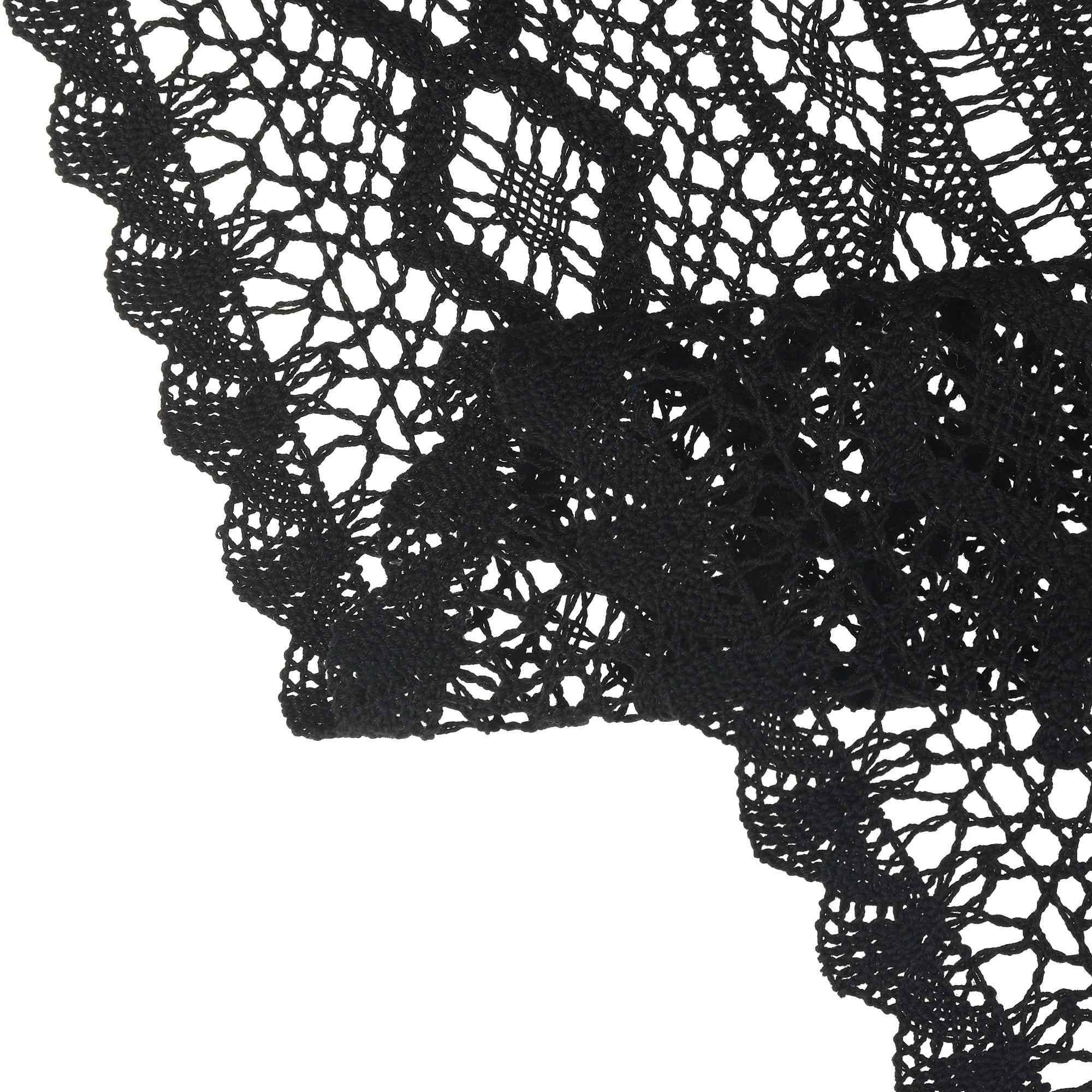 Unique Bargains Table Runners with Lace Tassel Table Flags for Casual Daily Decoration Black 9"x71"