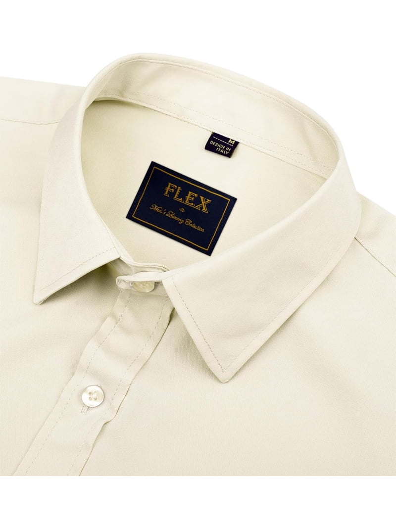 Men's Dress Shirts Solid Long Sleeve Stretch Wrinkle-Free Formal Shirt  Business Casual Button Down Shirts - Walmart.com