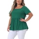 thumbnail image 4 of Camisas de mujer de talla grande Agnes Orinda, blusas de peplum sólido, cuello cuadrado, ropa tipo babydoll 2X verde, 4 of 6