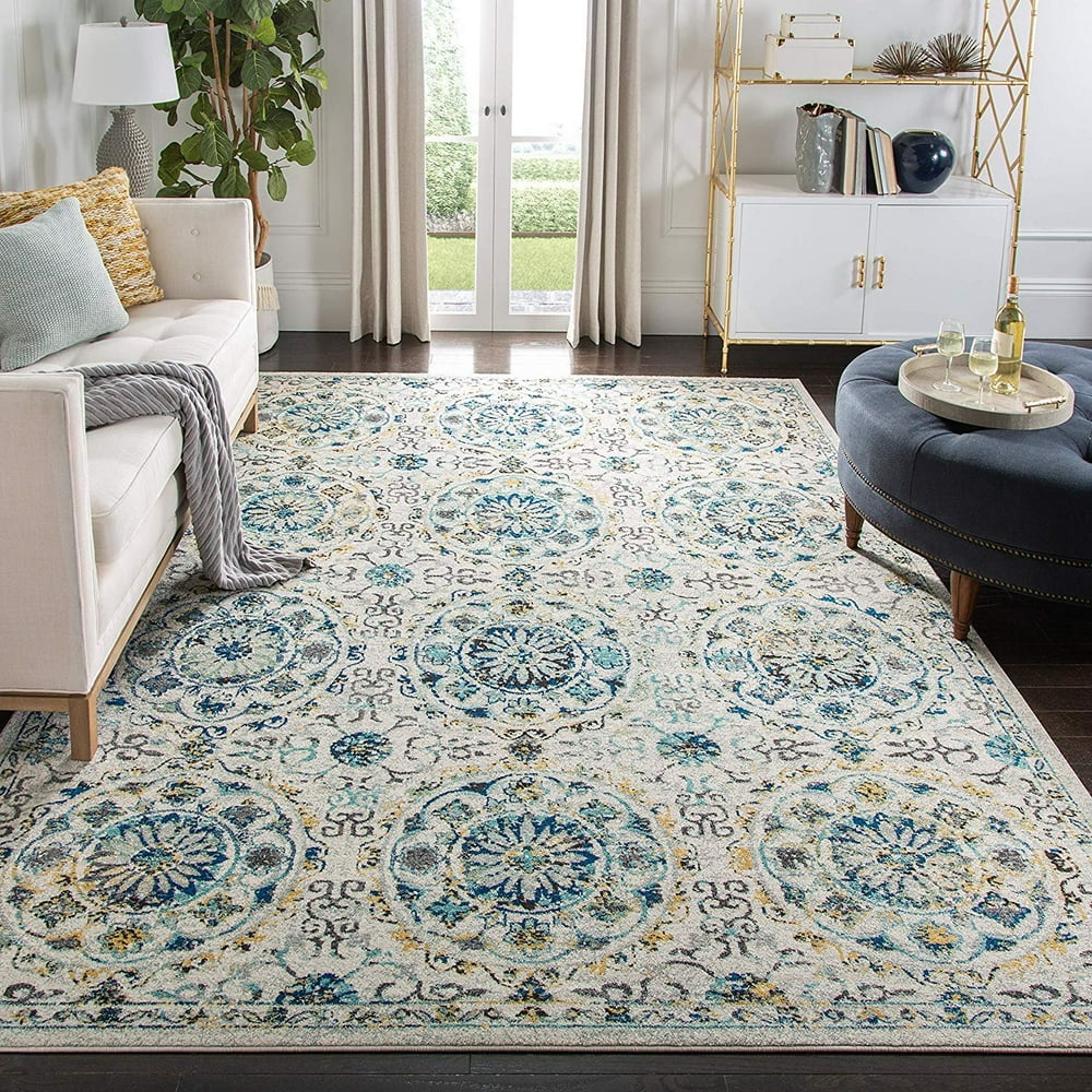 Safavieh Evoke Collection EVK252C Ivory and Blue Area Rug (8' x 10