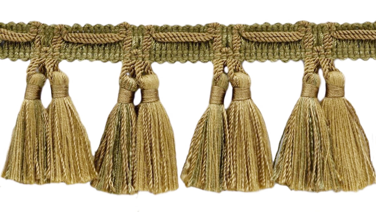 DecoPro Fransen-Quasten-Borte In Vintage-Gold – 7,6 Cm Lang, Aus Polyester, Perfekt Für Vorhänge, Kissen & DIY-Deko