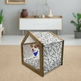 thumbnail image 3 of Floral Pet House, Victorian Style Curved Flower Baroque Blooms Branches Vintage Motif, Outdoor & Indoor Portable Dog Kennel with Pillow and Cover, 5 Sizes, Black and White, by Ambesonne, 3 of 5