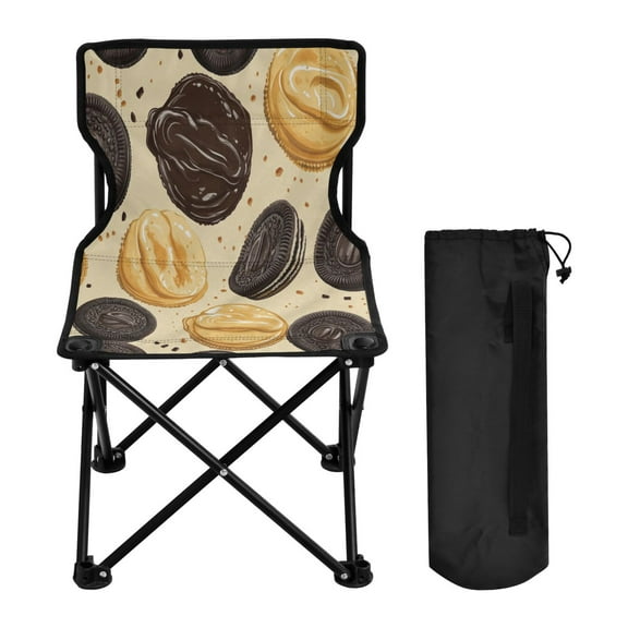 WOBOGO Oreo Cookies Camping Chair Convenient Four Corner Backrest Folding Stool Can Hold Up to 220lbs