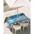 thumbnail image 2 of Outdoor Tablecloth with Umbrella Hole, Summer Beach Coastal Spillproof Waterproof Outdoor Table Cover, Blue Sea Ocean Landscape Hawaii Patio Tablecloths for Party Picnic Camping, Rectangle 60"x102", 2 of 9
