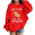 thumbnail image 3 of Fgnfyis Girls Big Kids Cute Hoodies Capybara Print Long Sleeve Pullover Hoodie with Pocket and Hood for Fall Winter Fashion Red 6-7 Years, 3 of 3