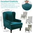 thumbnail image 5 of Wing Chair Slipcover Velvet Covers 2 Pieces Arm Chair Furniture Sofa SlipCovers for Living Room Bedroom (Emerald Green), 5 of 10