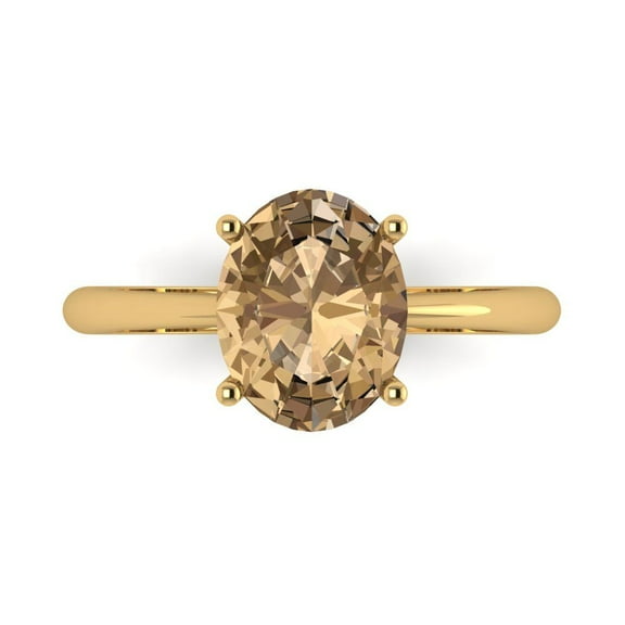 Clara Pucci 14K Yellow Gold 2.5ct Champagne Solitaire Ring for Women