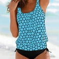 thumbnail image 2 of Tankini Bathing Suits for Women Two Piece Printed Swimsuits Loose Blouson Swim Top with Bikini Bottom Swimwear Light Blue 5XL, 2 of 4