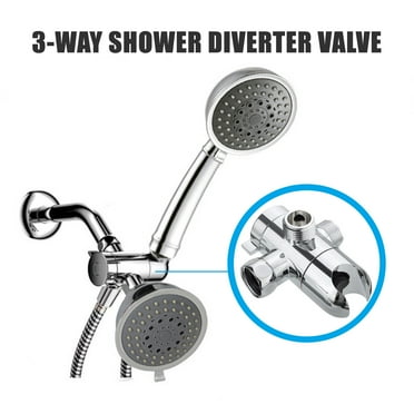 3-Way Shower Diverter Valve Mount G1/2 Handheld Shower Arm Diverter Splitter Polished Chrome Bathroom Shower System Replacement Part Attachment