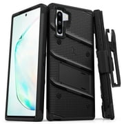 ZIZO BOLT Series for Samsung Galaxy Note 10 Case | Heavy-duty Military-grade Drop Protection w/ Kickstand Included Belt Clip Holster Lanyard (Black/Black)