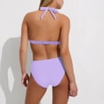 thumbnail image 4 of UTSJKR Women Two Piece Bathing Suits Push Up Bikini Set Summer Beach Fashion Halter Swimsuit Vintage Swimwear Purple XL, 4 of 7