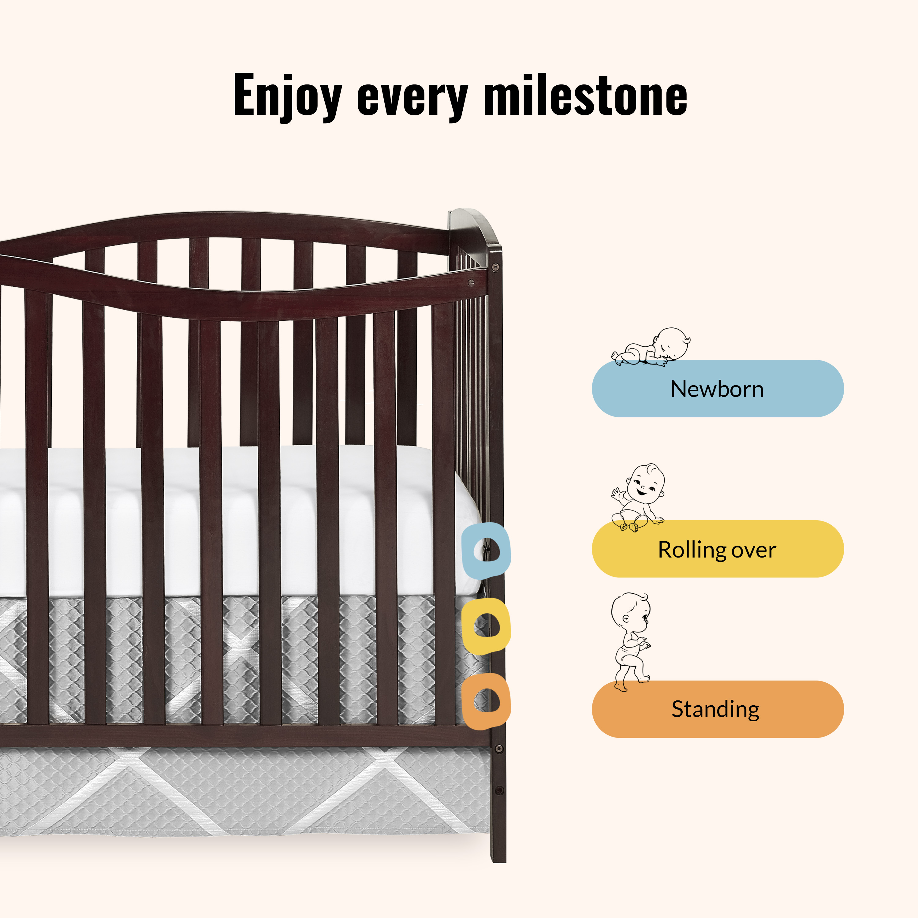 Dream On Me Chelsea 5-in-1 Convertible Crib, JPMA Certified, Espresso