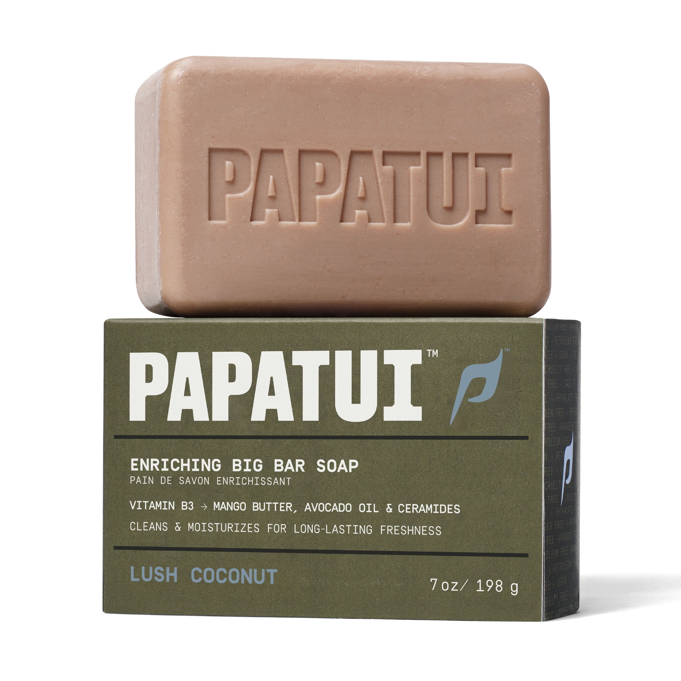 (2 pack) Papatui Enriching Men's Bar Soap, Lush Coconut, 7oz