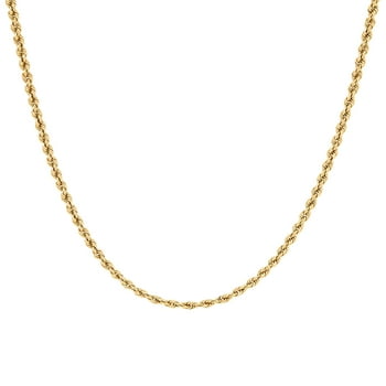 Brilliance Fine Jewelry 10K Yellow Gold 2.00MM - 2.10MM Hollow Rope Necklace, 18"