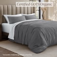 thumbnail image 3 of Bare Home Organic Cotton Jersey Duvet Cover Set with Shams, 3-Piece, Full/Queen, Gray, 3 of 10