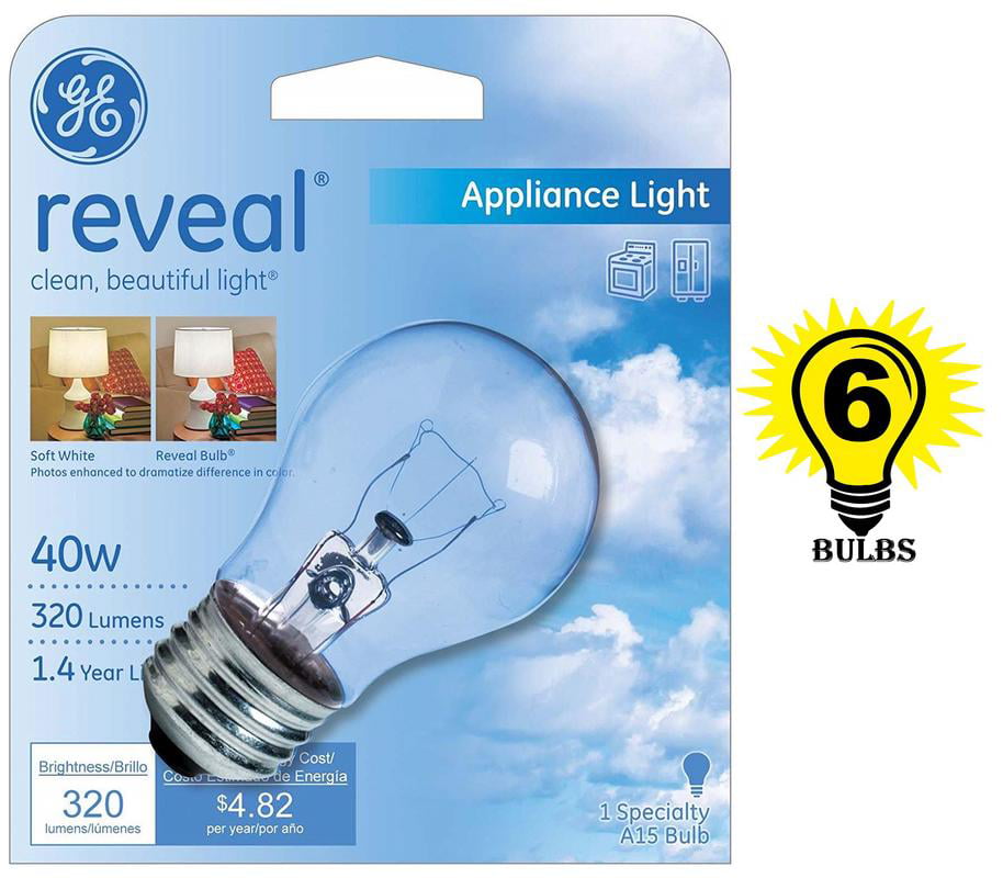 GE Lighting 31084 40-Watt Reveal Appliance Light A15, 2 Bulbs