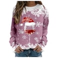 thumbnail image 1 of WEAIXIMIUNG Robe Chandail en Molleton Grande Taille Femmes Mode Automne et Hiver Loisirs Vacances Rouge Flocon de Neige Imprimé de Noël Col Rond Manches Longues Sweat à Capuche, 1 of 4