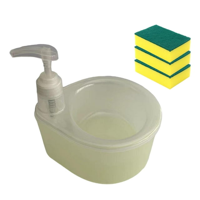 Dispensador de jabón líquido 2 en 1, dispensador con bomba de jabón recargable con soporte para fregadora para Bar, baño, cafetería, Hotel Amarillo