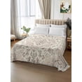 thumbnail image 3 of King Size Flat Sheet Only, Beige Boho Soft Brushed Microfiber Bed Sheets, Vintage Ethnic Floral Abstract Geometric Hotel Quality Breathable Bedding Top Sheet, Easy Care, 105"x98", 3 of 9