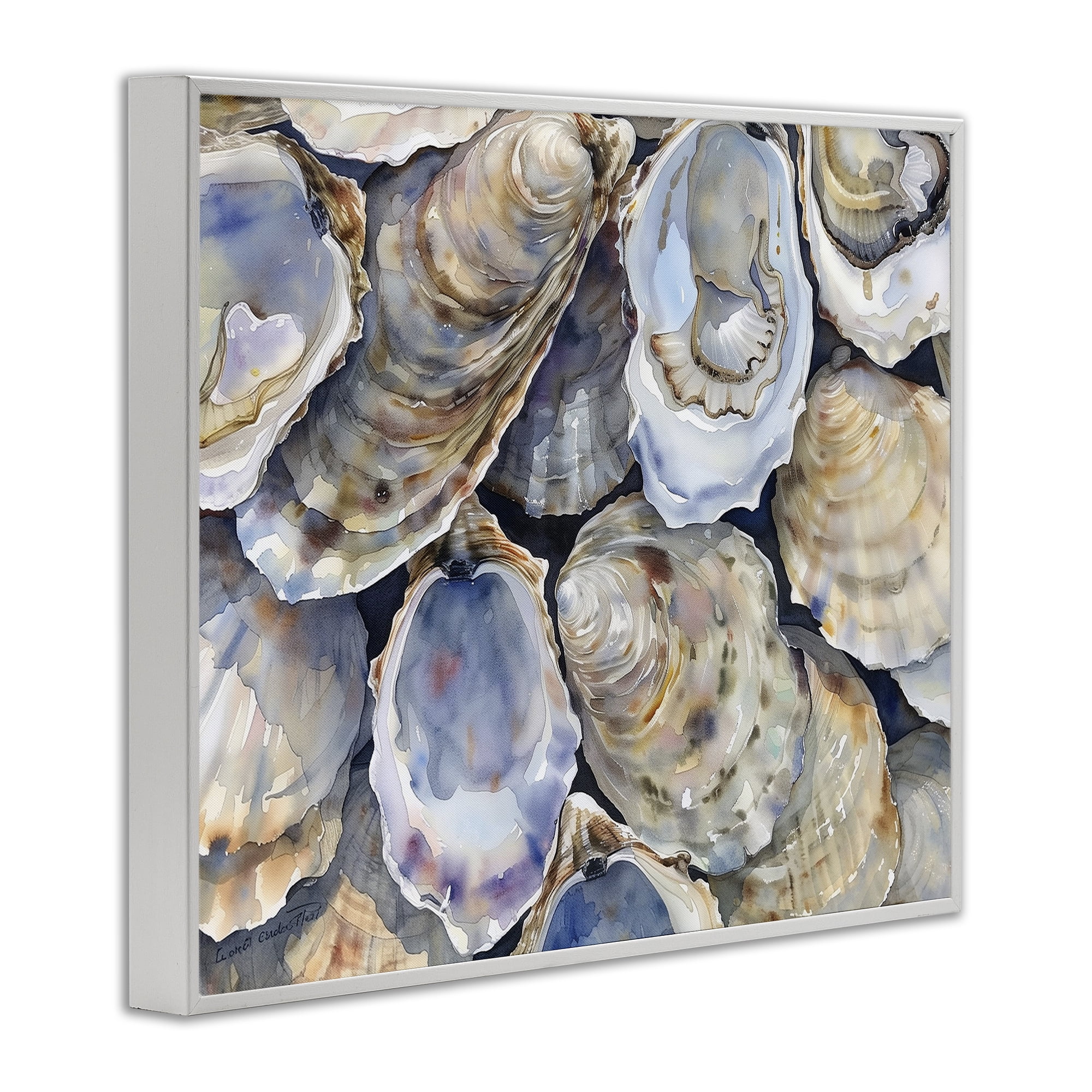 Stupell Industries Oyster Shellabration Pile White Framed Giclee Art, design by Heidi Kuntz