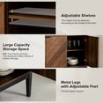 thumbnail image 3 of 3-door Wooden Storage Sideboard with Adjustable Shelf Curved Door Handle for Living Room Walnut, 3 of 11