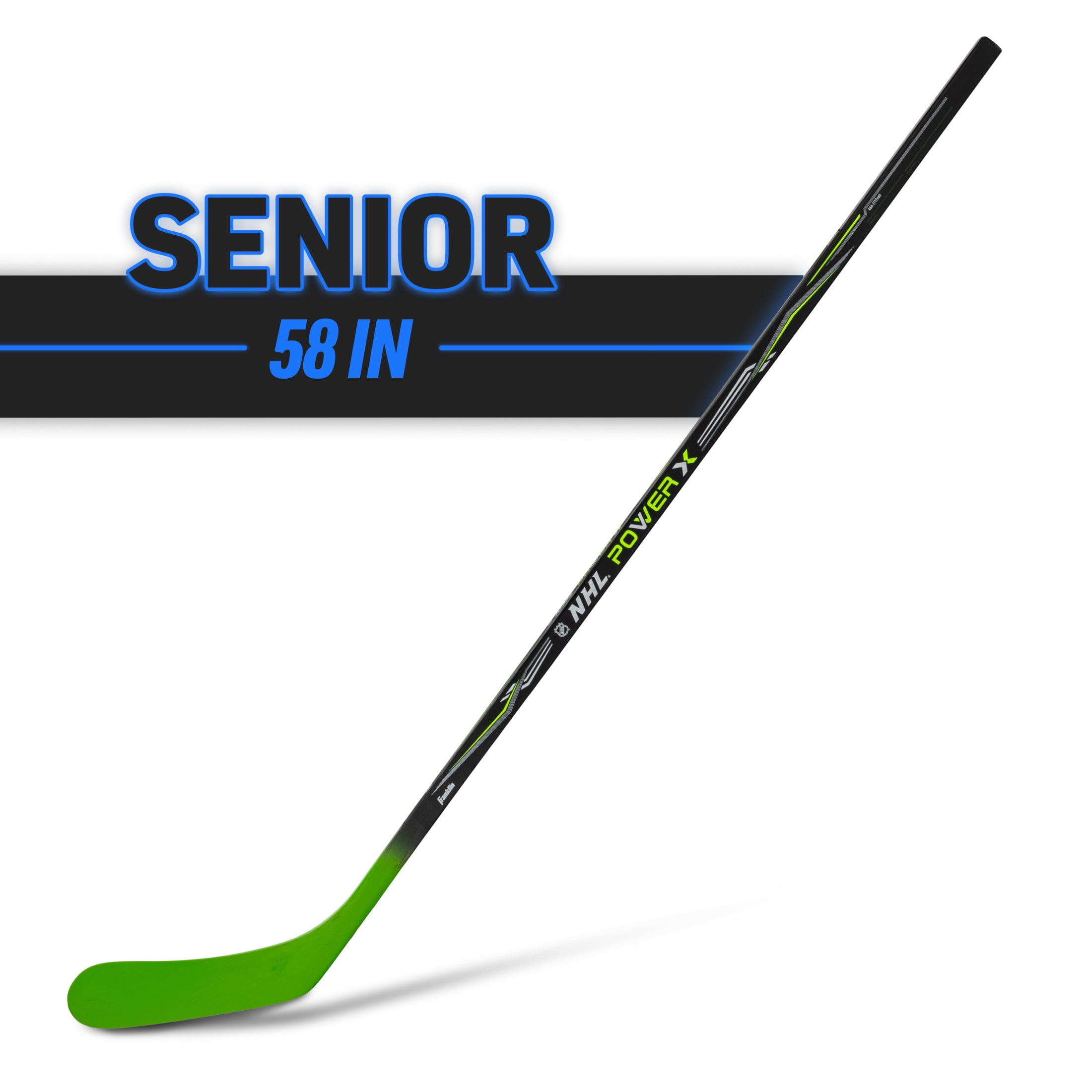 Franklin Sports Street Hockey Sticks - Power X Junior Street Hockey Stick - Wood and Fiberglass Shaft - ABS Blade - One Piece - 58" Left Handed
