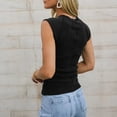 thumbnail image 4 of Summer Tops for Women Cap Sleeve Slim Ribbed Knit Basic Casual Sleeveless Tank Top, 4 of 6
