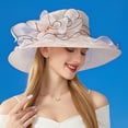thumbnail image 2 of BYHONG Womens Summer Dress Hat Wide Leaf Flower Bridal Shower Hat Sun Hats Beach Hat Sun Hats Pink, 2 of 7