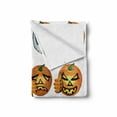 thumbnail image 2 of Halloween Soft Flannel Fleece Throw Blanket, Carved Pumpkin Faces October Inspired Humor Hipster Monsters Artwork, Cozy Plush for Indoor and Outdoor Use, 60" x 80", Orange, by Ambesonne, 2 of 6