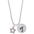 thumbnail image 1 of Delight Jewelry Silvertone AB Crystal Lucky Star Silvertone Script Initial Disc - F - Charm Necklace, 20"+3", 1 of 4
