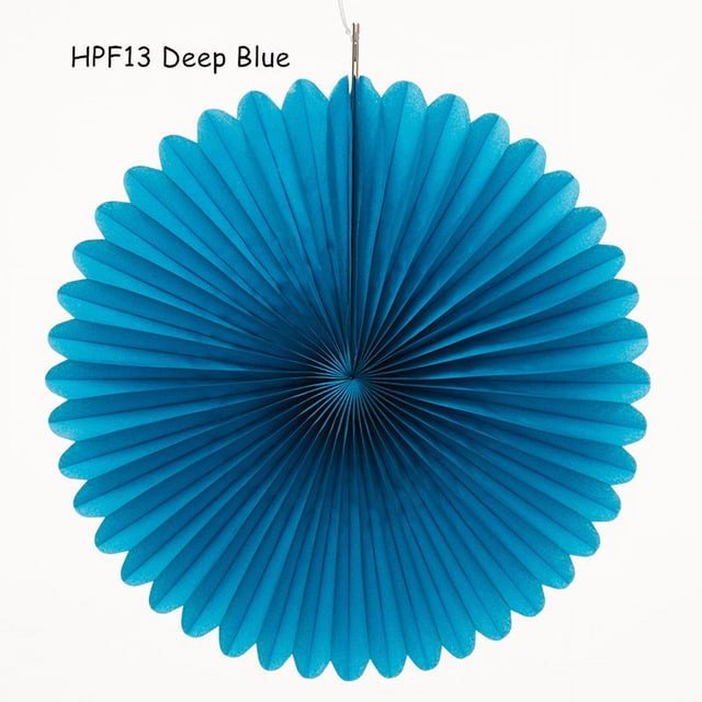 Nvzi Juego de 5 abanicos de papel blanco para colgar en la decoración de fiestas, de 11,8 pulgadas, para cumpleaños, bodas, graduaciones, accesorios para eventos, color azul