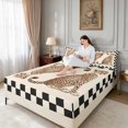 Manfei Wild Cat Pair Queen Sheets, Checker Frame Border Queen Sheet ...