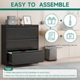 thumbnail image 3 of Kooyon 3 Drawer Lateral File Cabinet with Lock, Metal Filing Cabinet for Home Office, Black, Fits Letter/Legal/A4-Assembly Required, 3 of 9