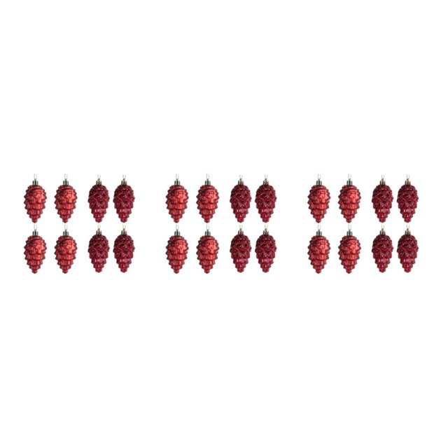 Ruiboury 8pcs Unique Christmas Tree Decorations Plastic Pine Cone Pendant Plastic Pine Tree Hanging ABS Christmas Decorations Wine Red 3Set