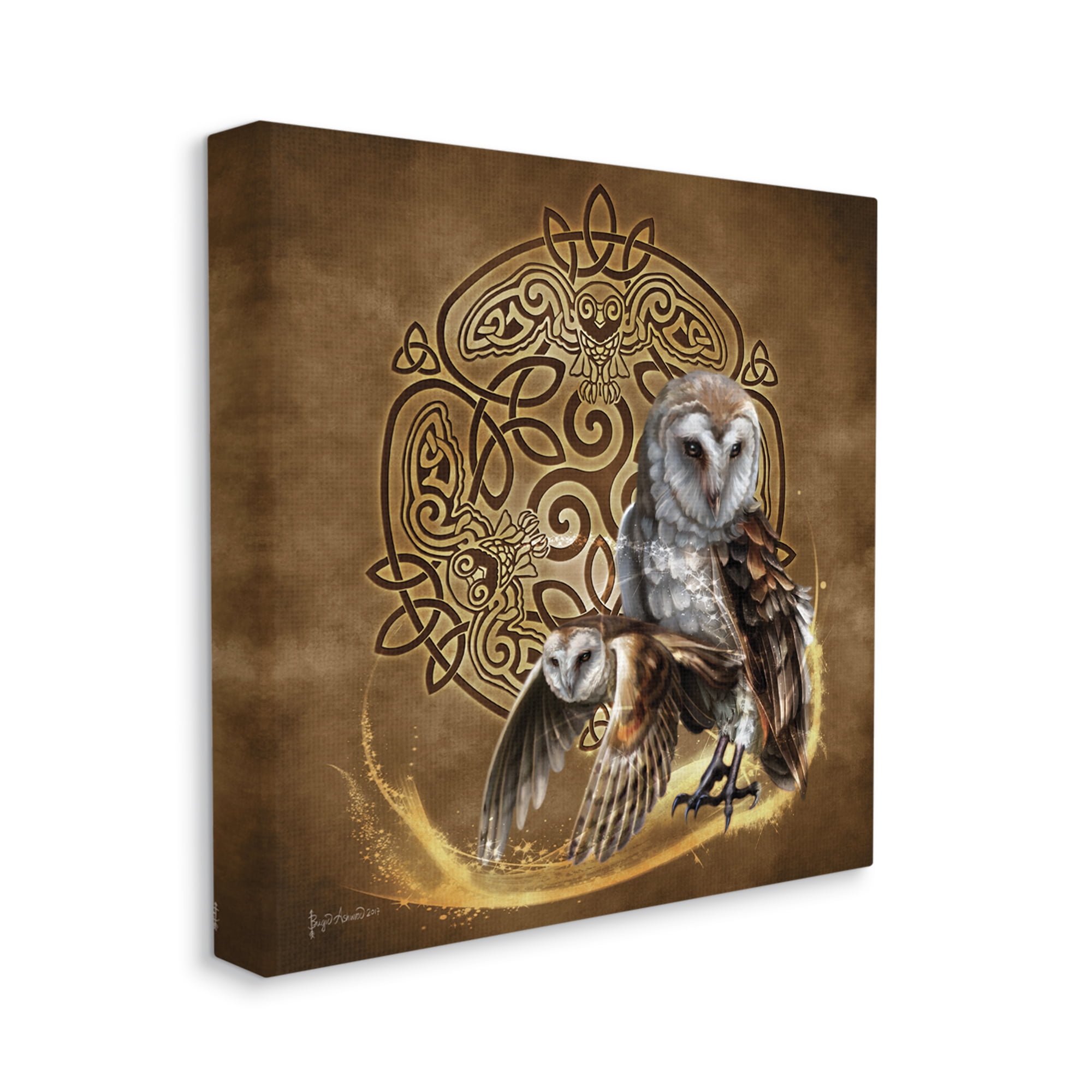 Stupell Industries Abstract Fractal Owls Animals & Insects Painting Gallery Wrapped Canvas Art Print Wall Art, 17 x 17